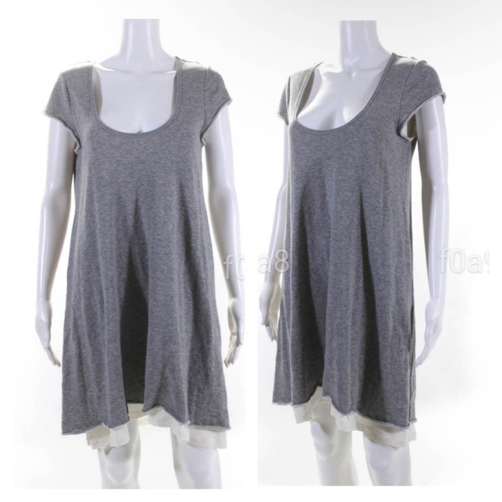 Theory Women's Cap Sleeve Scoop Neck Maydie Shirt Dress Grey Gray Size Large